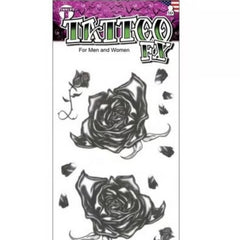 Tinsley FX Temp Tattoo - Black Roses, 2 roses to sheet.