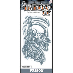 Tinsley Temp Tattoo - Reaper 3.5 X 5" of skull with reaper in background.