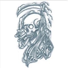 Tinsley Temp Tattoo - Reaper 3.5 X 5" of skull with reaper in background.