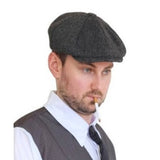 Adult grey tweed Tommy Cap 1920s style flat cap costume accessory