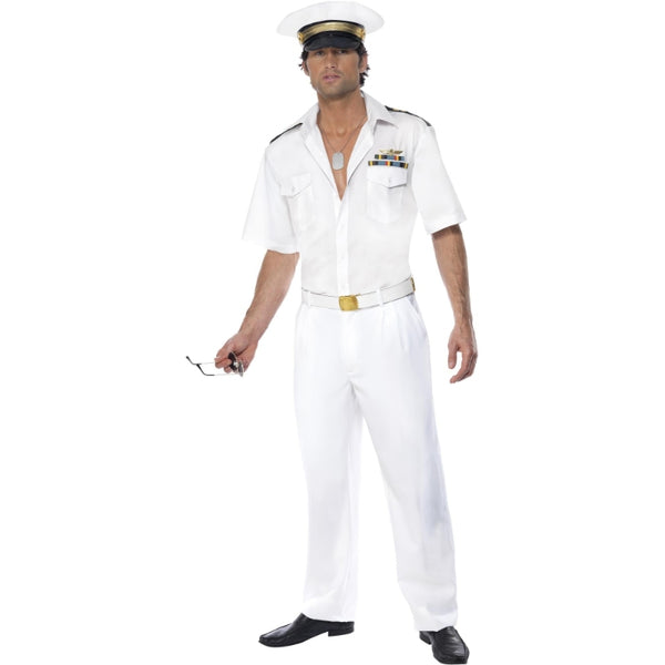 Top gun captain white short sleeve shirt, trousers and hat, perfect for Sailors.