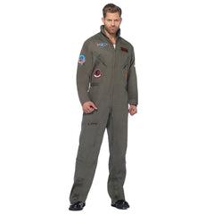 Top Gun costume flight suit with patches and aviators for hire in Brisbane