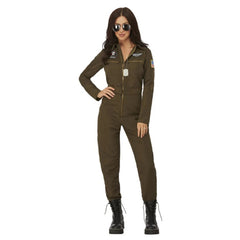 Top Gun Maverick Aviator Ladies Costume, jumpsuit with changeable name badges.