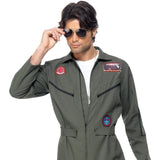 Close up of top gun pilot costume showing belt and badges