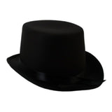 Satin black adult-size top hat, perfect for historical or magician costumes by Dr Toms