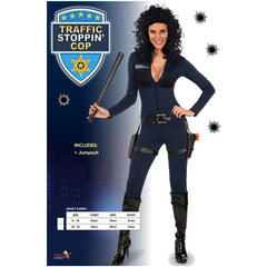 Ladies blue cop costume jumpsuit
