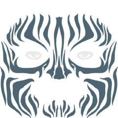Tinsley FX Full Face Temp Tattoo - Tribal Zebra Face in black ink.
