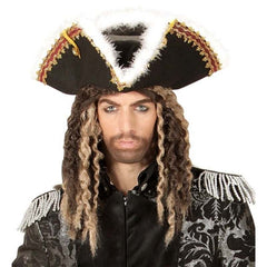 Tricorn hat with marabou trim for costume and theatre wear