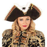 Statement tricorn hat with marabou trim for stage performances