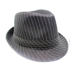 Trilby fedora hat with pinstripe design in assorted black and white colours – 1920s Gatsby and gangster costume accessory