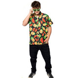 Tropical shirt for men with watermelon and pineapple print.