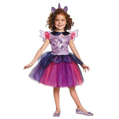 Child Twilight Sparkle Tutu Deluxe My Little Pony Costume with pink and purple tutu dress and sparkle bodice detail.