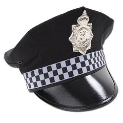 UK police hat with check band trim adult costume accessory
