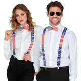 Stars and stripes Y-back suspenders and bow tie American costume accessory