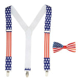 U.S.A. braces and bow tie set with stars and stripes design