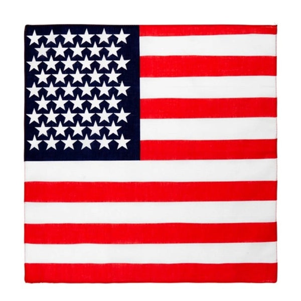 USA Flag Bandana 55cm with Red White and Blue Stars and Stripes