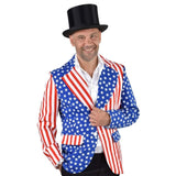 Close-up of stars and stripes pattern on USA costume jacket