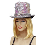 Utopia Dreamworld decorative rainbow and silver top hat shown worn