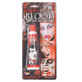 Vampire Fake Blood in Tube washes off with soap and water.