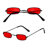 Vampire Glasses with Red Rectangular Lenses and Black Frame – Front View