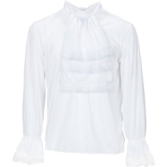 White vampire shirt with jabot, renaissance-style costume top for Halloween