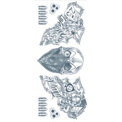 Vandal Neck Tattoos by Tinsley FX featuring skull, bullets, spider and barbed wire temporary tattoo designs.