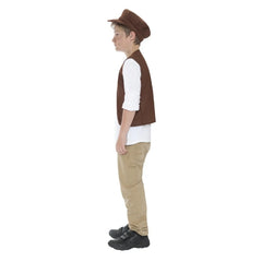 Victorian boys urchin costume set with waistcoat and matching cap for school plays or historical dress-ups