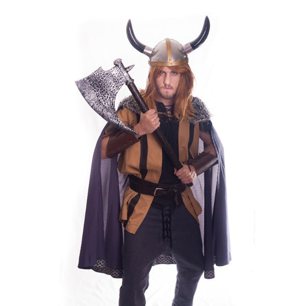 Viking God – Hire full costume front view with helmet, cape and armour Brisbane hire