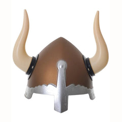 viking helmet with silver trim and cream horns