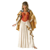 Viking Princess – Hire full length Viking gown with metallic detailing, cape and headpiece Brisbane