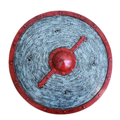 46cm Viking-style costume shield with battle look, ideal for medieval or Norse-themed dress-ups