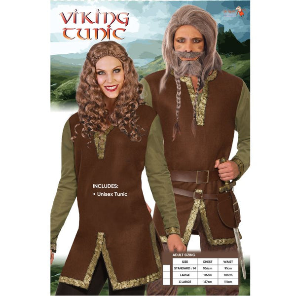 Viking tunic unisex, gold braid trim and v neckline.