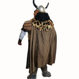 Viking Warrior – Hire back view showing cape and armour detailing Brisbane