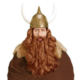 Auburn Viking wig with plaited beard and moustache