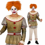 Vintage Creepy Clown Costume for Adults with Ruffled Top and Pants