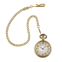 Vintage Gold Pocket Watch With Chain – Front View