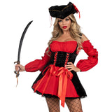 Vixen Pirate Wench - Hire, dress, peasant style bodice with full long sleeves that tie at upper arms.