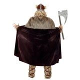 Back view of Viking style warrior cape with fur look trim