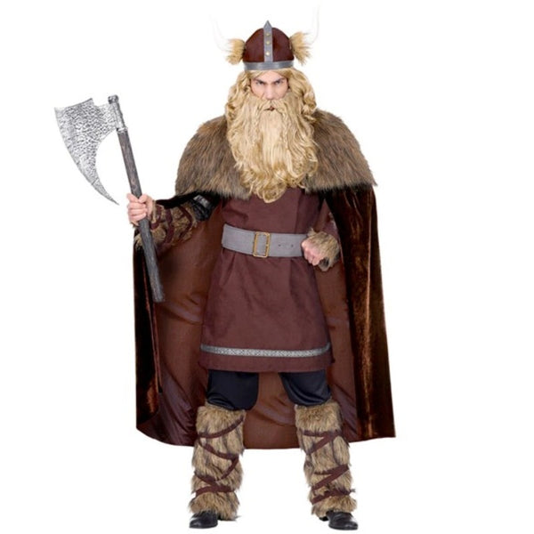 Warrior cape with fur tippet medieval costume accessory