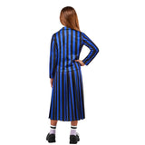 Back view of Wednesday Nevermore Blue child costume