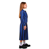 Side view of Wednesday Nevermore Blue child costume