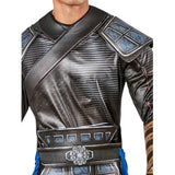 wenwu deluxe adult costume with digital print, elastic wasit and attached boot tops.