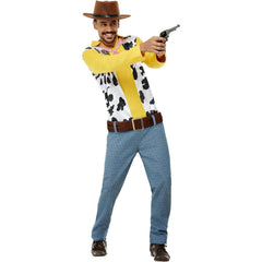 Western cowboy costume with top, vest, trousers and belt