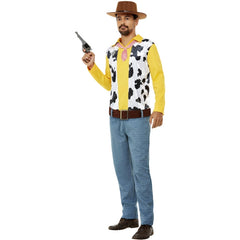 Western cowboy costume with top, vest, trousers and belt