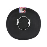 Top view of western mexican bandit hat in black with white cord