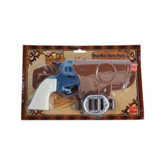 Western cowboy style water pistol toy with plastic holster and belt for outdoor play