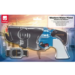 Western cowboy style water pistol toy with plastic holster and belt for outdoor play