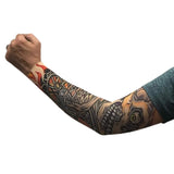 wheel and skull tattoo sleeve single arm biker fake tattoo costume accessory