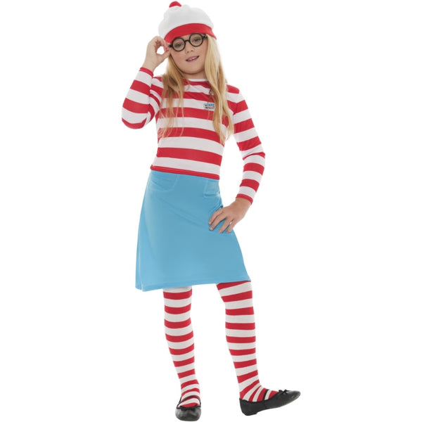 Where is Wally Wenda girls costume with striped top, skirt, tights, hat, and glasses – Book Week outfit