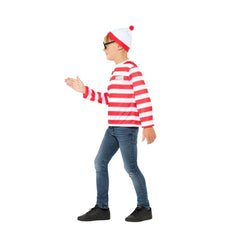 wheres wally kids instant kit, childrens shirt, hat and glasses.